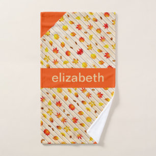 Personalized Autumn Leaves Hand Towel