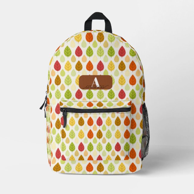 Personalized Autumn Leaves Kids Printed Backpack (Front)