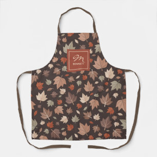 Personalized Autumn Leaves Monogram Apron