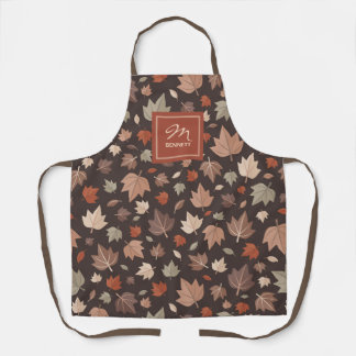 Personalized Autumn Leaves Monogram Apron