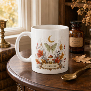 Personalized Autumn Luna Moth Botanical Witchy Mug