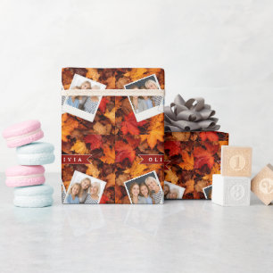 Personalized Autumn Maple Leaves Colourful Fall Wrapping Paper