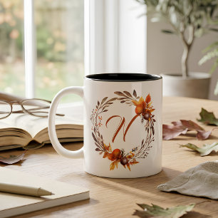 Personalized Autumn Monogram Initial Name Two-Tone Coffee Mug