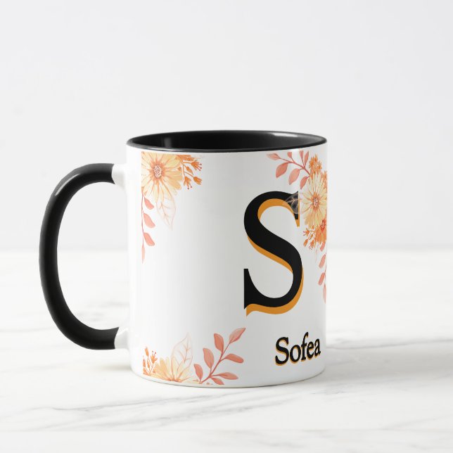 Personalized Autumn Monogram Mug - Custom Name & I (Left)