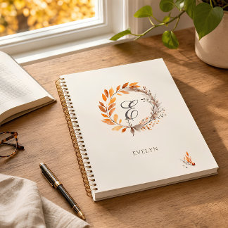 Personalized Autumn Monogram Watercolor Notebook