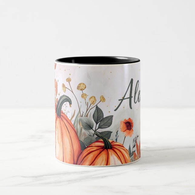 Personalized Autumn Mug with Pumpkins (Center)