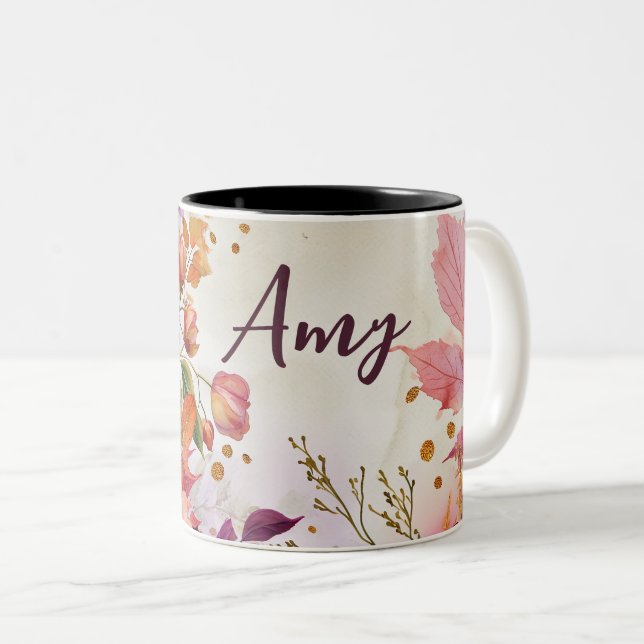 Personalized Autumn Mug with Pumpkins (Front Right)