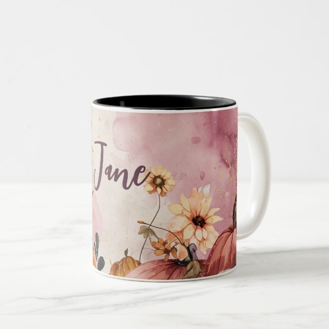 Personalized Autumn Mug with Pumpkins (Front Right)
