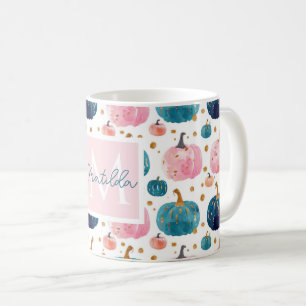 Personalized Autumn Mug with Pumpkins Pattern