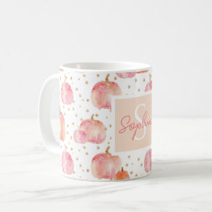 Personalized Autumn Mug with Pumpkins Pattern