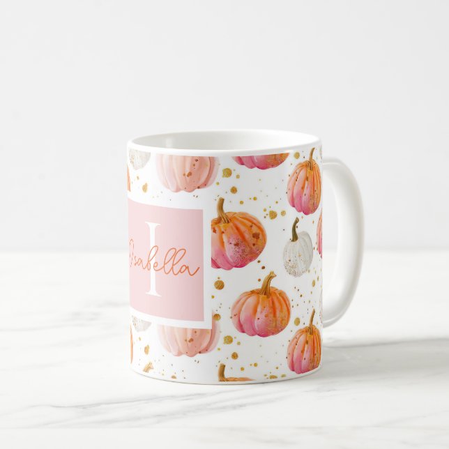 Personalized Autumn Mug with Pumpkins Pattern (Front Right)