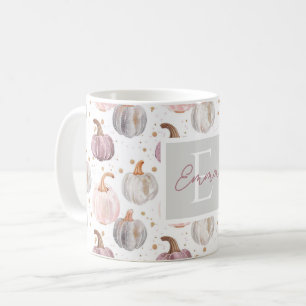 Personalized Autumn Mug with Pumpkins Pattern