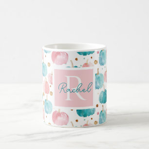 Personalized Autumn Mug with Pumpkins Pattern