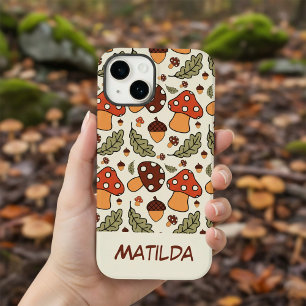 Personalized Autumn Mushroom & Acorn Phone Case
