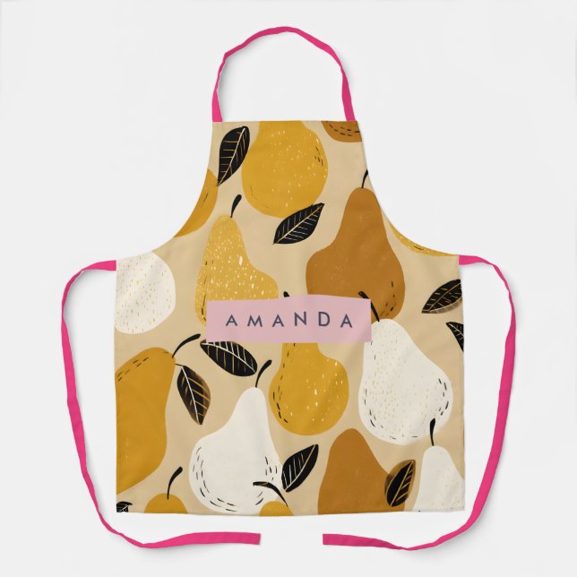 Personalized Autumn Pear Fruit Design Apron (Front)