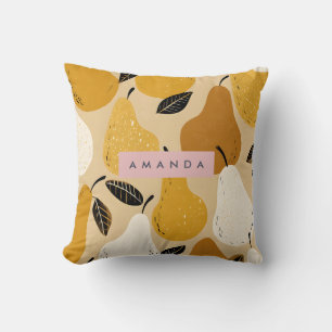 Personalized Autumn Pear Fruit Design Throw Pillow