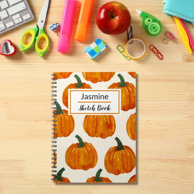 Personalized Autumn Pumpkin Pattern Notebook (Creator Uploaded)
