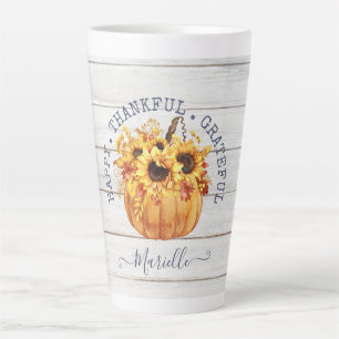 Personalized Autumn Pumpkin Sunflowers Latte Mug