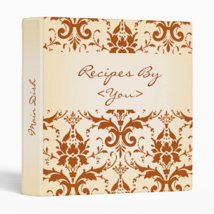 Personalized Autumn Rust Damask Recipe Cook Book Binder