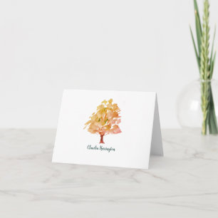 Personalized Autumn Tree Hand-Painted Watercolor Note Card