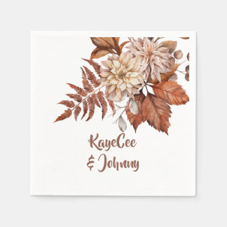 Personalized Autumn Wedding Party Paper Napkin