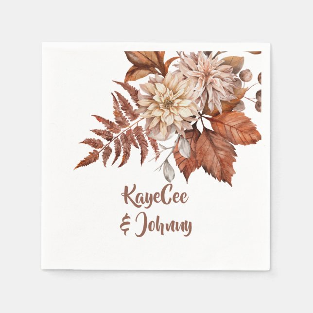Personalized Autumn Wedding Party Paper Napkin (Front)