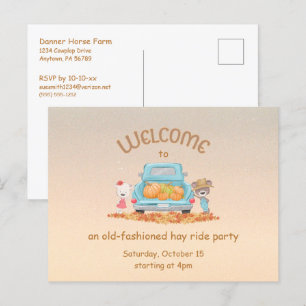 Personalized Autumn Welcome Bears Pumpkins Hayride Postcard