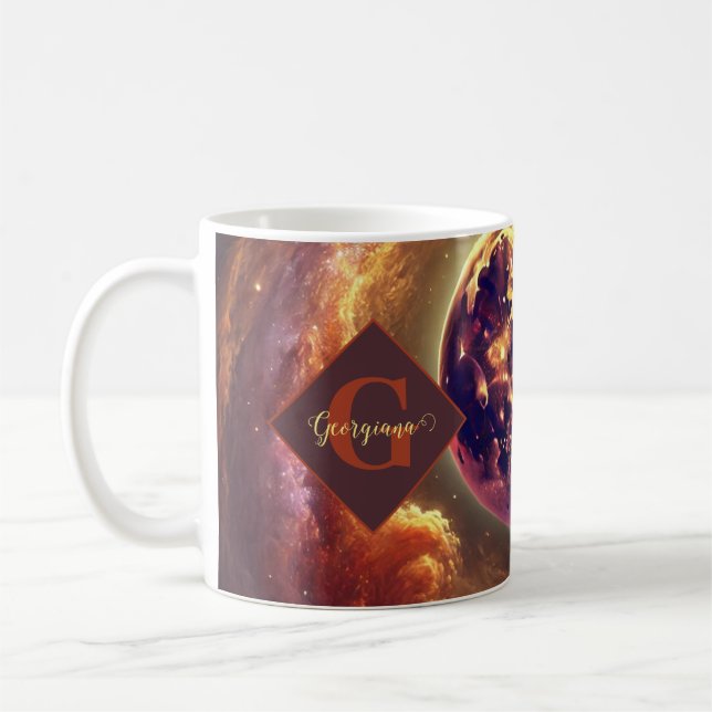 Personalized Autumnal Galaxy Harvest Moon Coffee Mug (Left)