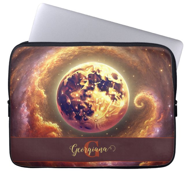 Personalized Autumnal Galaxy Harvest Moon Laptop Sleeve (Front)