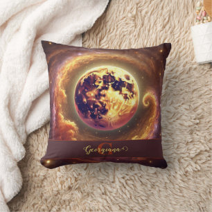 Personalized Autumnal Galaxy Harvest Moon Throw Pillow
