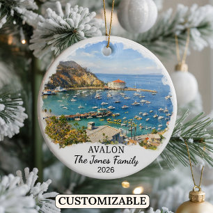 Personalized Avalon Ornament, Custom California Ceramic Ornament