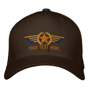 Personalized Aviation Star Laurels Pilot Wings Embroidered Hat
