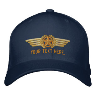 Personalized Aviation Star Laurels Pilot Wings Embroidered Hat