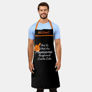 Personalized Awesome Boyfriend Black Chef Apron