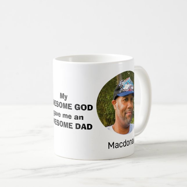 Personalized AWESOME DAD Christian Coffee Mug (Front Right)