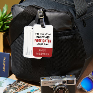 Personalized Awesome Firefighter Funny Firefighter Luggage Tag