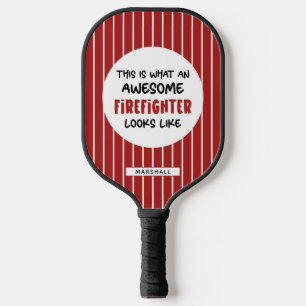 Personalized Awesome Firefighter Funny Firefighter Pickleball Paddle