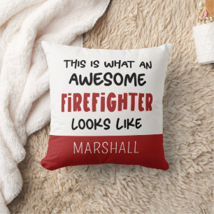 Personalized Awesome Firefighter Funny Firefighter Throw Pillow