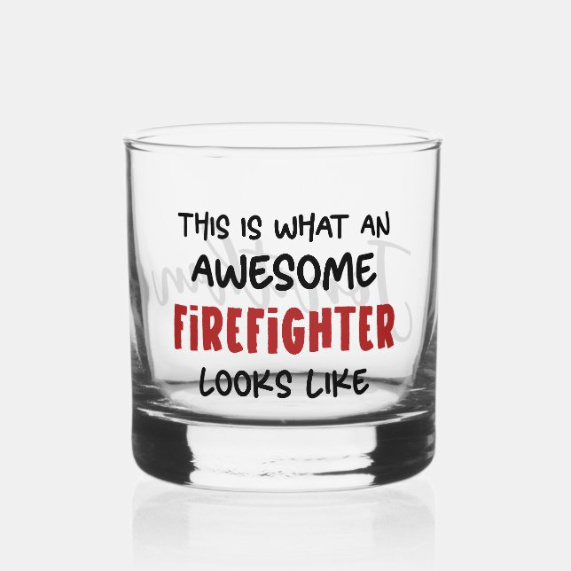 Personalized Awesome Firefighter Funny Firefighter Whiskey Glass (Front)