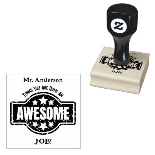 Personalized Awesome Job Teacher Name Rubber Stamp