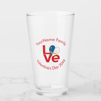 Personalized Azorean Red LOVE Flag Glass
