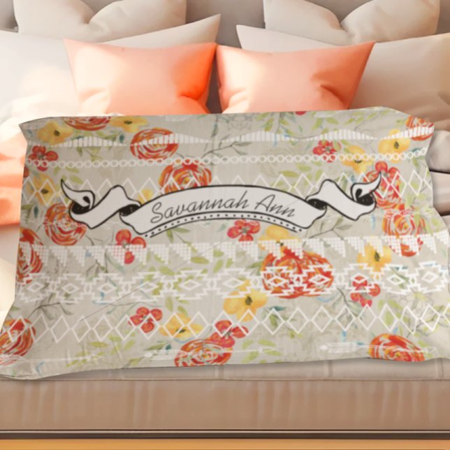 Personalized Aztec Floral Red and Orange Pattern Pillowcase (Creator Uploaded)