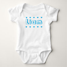 Personalized Azure Blue Heart Boy Name
