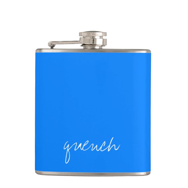 Personalized Azure Blue Hip Flask (Front)