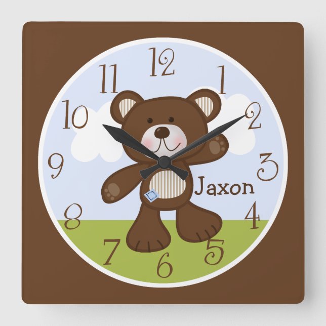 Personalized B is for Bear/Teddy Bear Kids Clock (Front)