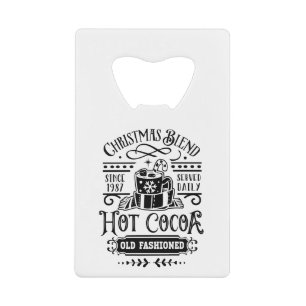 Personalized B&W Christmas Blend Holiday Design  Credit Card Bottle Opener