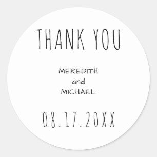 Personalized B&W Dated Thank You Stickers