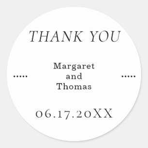 Personalized B&W Design Dated Thank You Stickers