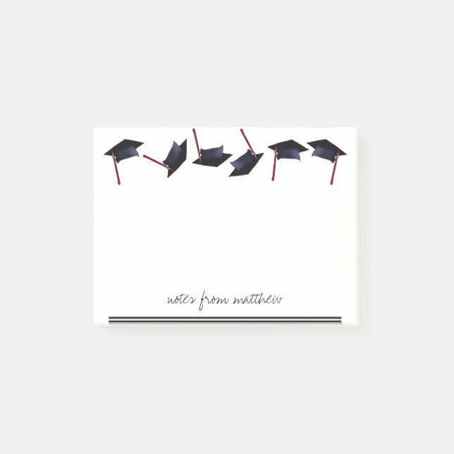 Personalized B&W Graduation Caps Gone Wild  Post-it Notes (Front)