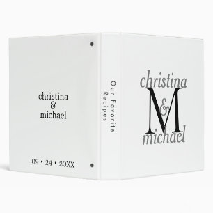 Personalized B&W Name & Monogram Recipe Binder